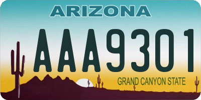 AZ license plate AAA9301