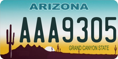 AZ license plate AAA9305