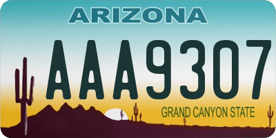 AZ license plate AAA9307