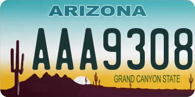 AZ license plate AAA9308