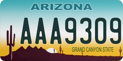 AZ license plate AAA9309