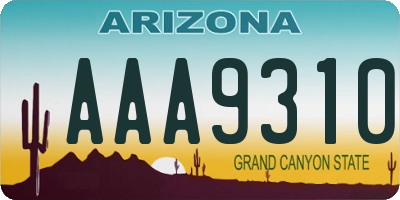 AZ license plate AAA9310