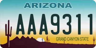 AZ license plate AAA9311