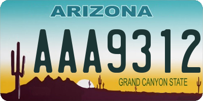 AZ license plate AAA9312