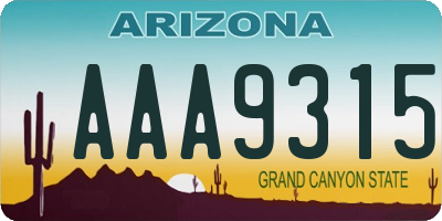 AZ license plate AAA9315