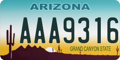 AZ license plate AAA9316