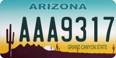 AZ license plate AAA9317