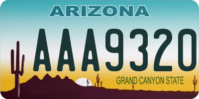 AZ license plate AAA9320