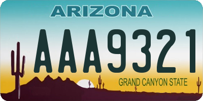 AZ license plate AAA9321