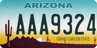 AZ license plate AAA9324