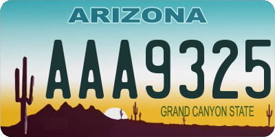 AZ license plate AAA9325