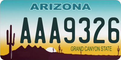 AZ license plate AAA9326