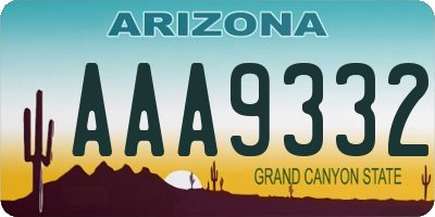 AZ license plate AAA9332
