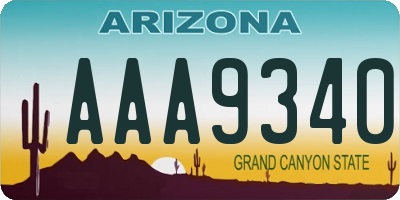 AZ license plate AAA9340