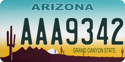 AZ license plate AAA9342