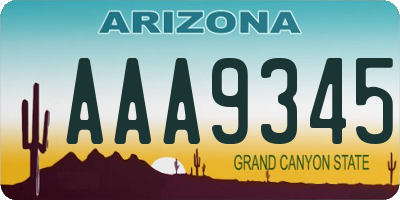 AZ license plate AAA9345