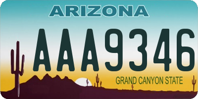 AZ license plate AAA9346