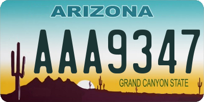 AZ license plate AAA9347