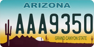 AZ license plate AAA9350