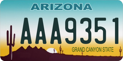 AZ license plate AAA9351