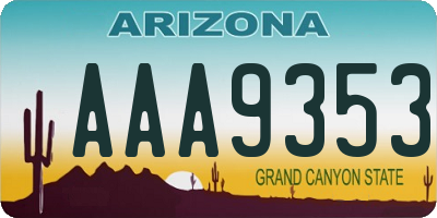 AZ license plate AAA9353