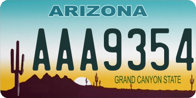 AZ license plate AAA9354