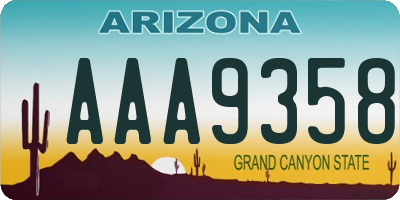 AZ license plate AAA9358