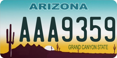 AZ license plate AAA9359