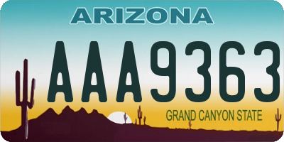 AZ license plate AAA9363