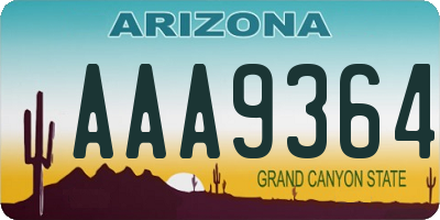 AZ license plate AAA9364