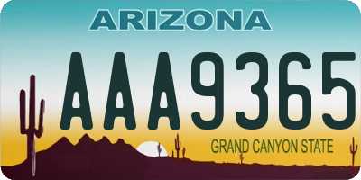 AZ license plate AAA9365