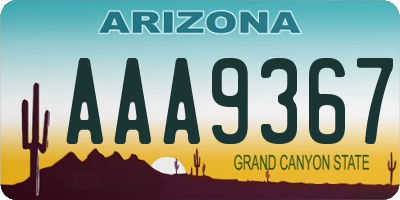 AZ license plate AAA9367