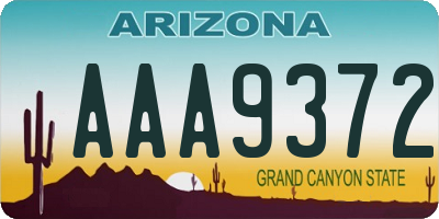 AZ license plate AAA9372