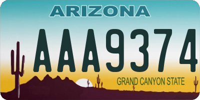 AZ license plate AAA9374