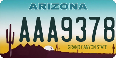 AZ license plate AAA9378