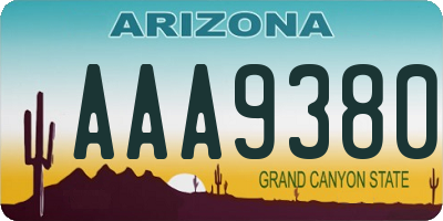 AZ license plate AAA9380