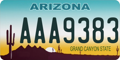 AZ license plate AAA9383