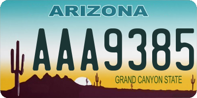 AZ license plate AAA9385