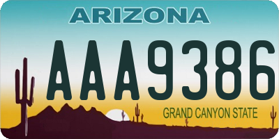 AZ license plate AAA9386