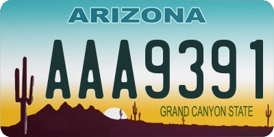 AZ license plate AAA9391