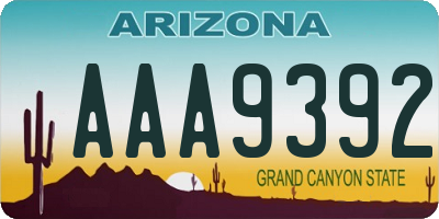 AZ license plate AAA9392