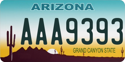 AZ license plate AAA9393