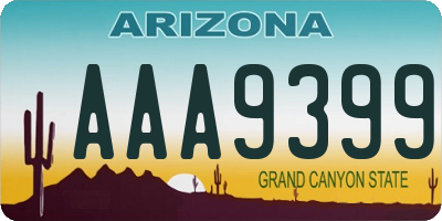 AZ license plate AAA9399