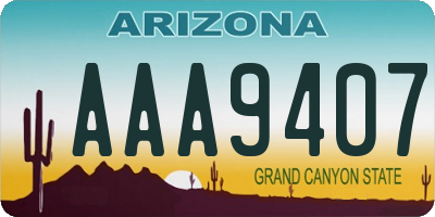 AZ license plate AAA9407