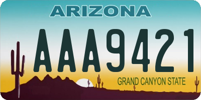 AZ license plate AAA9421