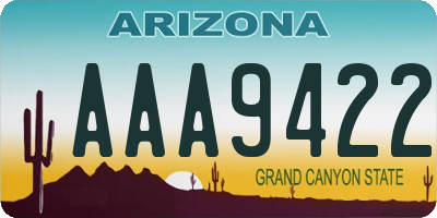 AZ license plate AAA9422