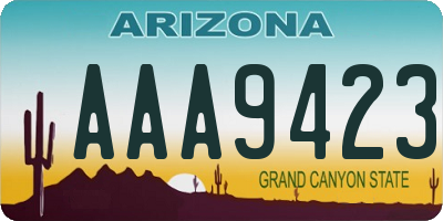 AZ license plate AAA9423