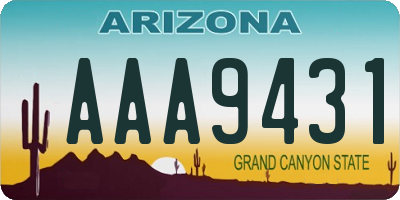 AZ license plate AAA9431