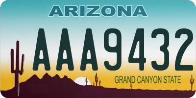 AZ license plate AAA9432