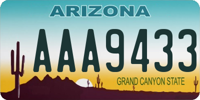 AZ license plate AAA9433